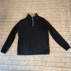 Peter Millar Black and Gray quarter zip long sleeve golf pullover